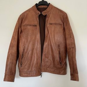 Wilsons Leather Brown Rivet Distressed Leather Moto Jacket. Size M